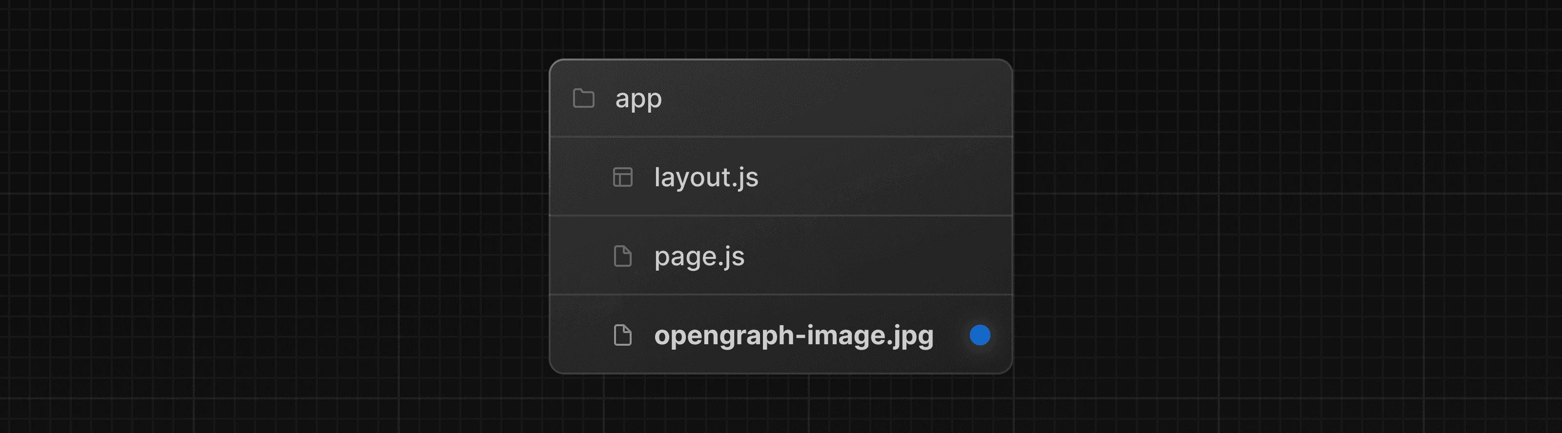 OG image special file inside the App folder with sibling layout and page files